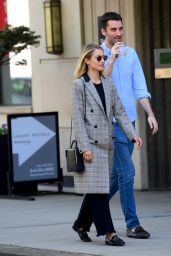 Dianna Agron in a Plaid Jacket at Bar Pitti in New York City 05/20/2018