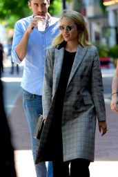 Dianna Agron in a Plaid Jacket at Bar Pitti in New York City 05/20/2018