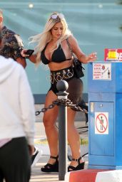 Holly Hagan in a Halter Neck Bikini and Chiffon Skirt - Holiday in Marbella 05/28/2018