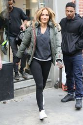 Jennifer Lopez in Tights - Leaves the "Second Act" Set in NYC 05/06/2018