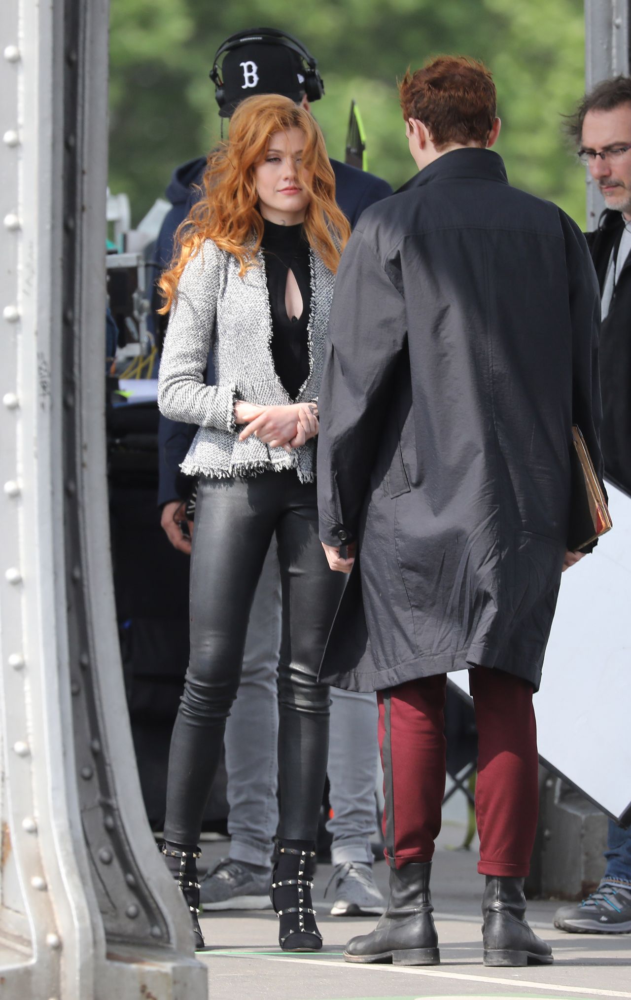 Katherine McNamara and Dominic Sherwood - Filming "Shadowhunters" in