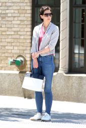 Katie Holmes Carrying Prada Esplanade Leather Bag - NYC  05/24/2018