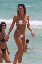 Kelsie Jean Smeby in a White Bikini at the Beach in Miami Beach 05/25/2018