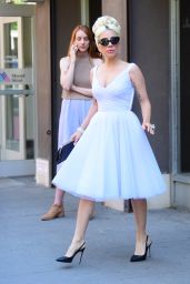 Lady Gaga in Marilyn Monroe Style Dress - New York City 05/24/2018