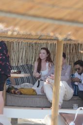 Lindsay Lohan at a Beach Bar in Mykonos 05/26/2018