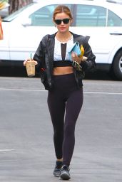 Lucy Hale in Tights - Leaving the Starbucks in Studio City 05/24/2018