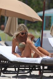 Melissa Castagnoli in a Beige Bikini at the Beach in Miami Beach 05/26/2018