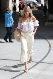 Mollie King - Wearing White Off Shoulder Top at BBC Studios in London 05/17/2018