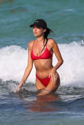 Nicole Williams in a Red Bikini on the Beach in Miami 04/30/2018