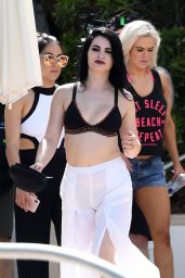 Nikki Bella in a Blue Bikini - Filming for Total Divas in Miami 05/30/2018