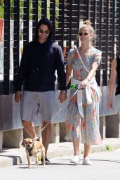 Nina Agdal and Her Boyfriend Jack Brinkley - Walking Their Dog in NYC 05/21/2018