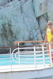 Tallia Storm in a Yellow Swimsuit at Eden Roc Hotel in Antibes 05/10/2018