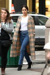 Vanessa Hudgens in a Burberry Trench Coat - "Second Act" Set in New York City 05/06/2018