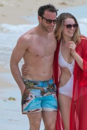 Zoe Salmon in aSwimsuit on the Beach in Barbados 05/04/2018