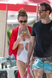 Zoe Salmon in aSwimsuit on the Beach in Barbados 05/04/2018