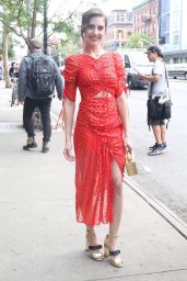 Alison Brie in a Bright Red Ensemble - Leaving the Bowery Hotel in NY 06/20/2018