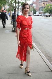 Alison Brie in a Bright Red Ensemble - Leaving the Bowery Hotel in NY 06/20/2018