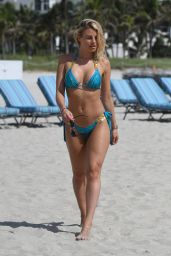 Danielle Armstrong in an Electric Blue Bikini on the Beach in Miami 06/29/2018