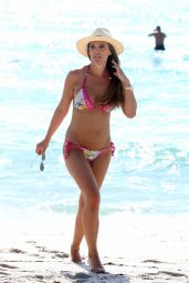 Danielle Lloyd in a Floral Patterned Bikini - Stroll on the Beach 06/11/2018