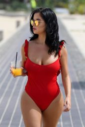 Demi Rose in a Red Swimsuit in Cape Verde, June 2018