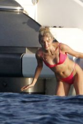 Elsa Hosk in a Red Bikini on a Yacht Formentera 06/26/2018