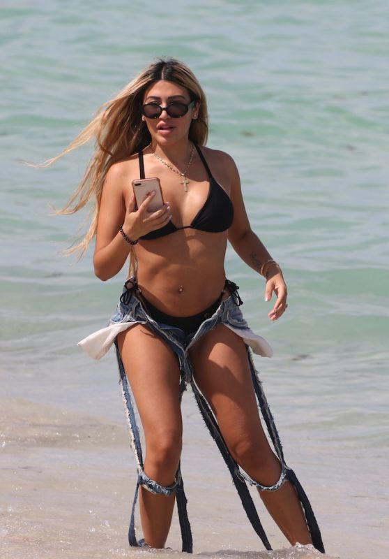 Gabriela Suares in a Black Bikini Top at the Beach in Miami Beach 06/05/2018