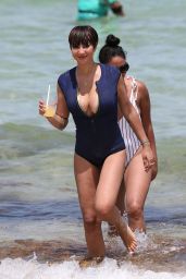 Jackie Cruz in a Plunging Duskii Swimsuit on Miami Beach 06/17/2018
