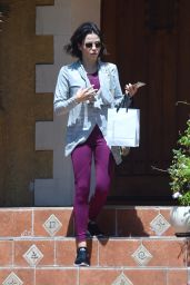 Jenna Dewan in a Purple Leggings - Leaving a Friends House in Los Angeles 06/18/2018