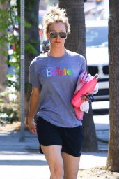 Kaley Cuoco Wearing a "Bride" T-Shirt and Shorts - Los Angeles 06/25/2018
