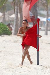 Karrueche Tran in a Brown Bikini On Vacation in Cancun 06/28/2018