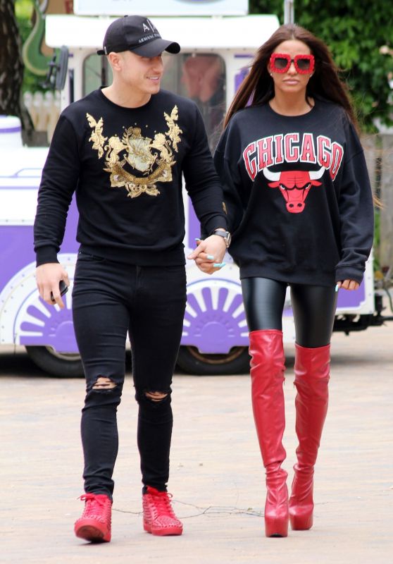 Katie Price in a Red Boots - Out in London 06/25/2018