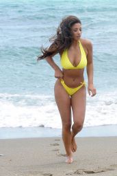 Kayleigh Morris in a Yellow Bikini on the Beach in Marbella, June 2018