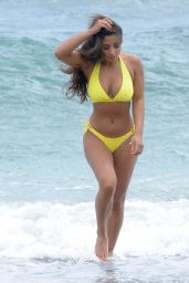 Kayleigh Morris in a Yellow Bikini on the Beach in Marbella, June 2018