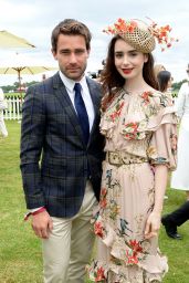Lily Collins - Cartier Queens Cup Polo in Windsor 06/17/2018