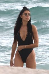 Nicole Williams in a Black Swimsuit at the Beach in Miami 06/09/2018