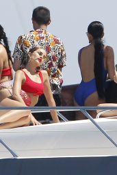 Olivia Culpo in a Red Bikini - Relaxes on a Yacht in Formentera 06/26/2018