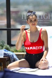 Rebecca Black in a Red Swimsuit at the Dream Hotel Pool Party in LA