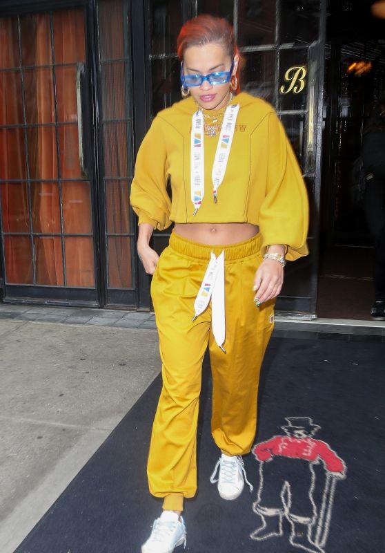 Rita Ora in a Canary Yellow Sweatsuit - Out in NYC 06/13/2018