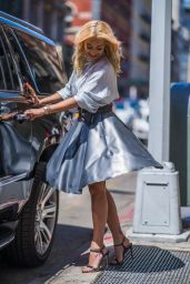 Rita Ora in a Silver Nina Ricci Dress in New York City 06/16/2018