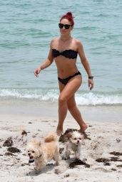 Sharna Burgess in a Black Bikini on the Beach in Miami 06/01/2018