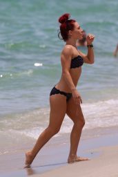 Sharna Burgess in a Black Bikini on the Beach in Miami 06/01/2018