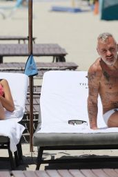 Sharon Fonseca and Gianluca Vacchi on the Beach in Miami 06/19/2018