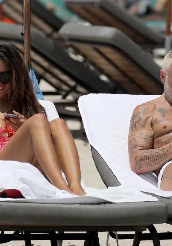 Sharon Fonseca and Gianluca Vacchi on the Beach in Miami 06/19/2018
