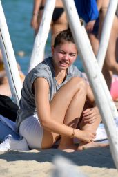Thylane Blondeau on the Beach in St Tropez 06/26/2018