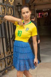 Adriana Lima in a Patriotic Brazil Football Shirt in Honour of the World Cup, Paris  07/02/2018