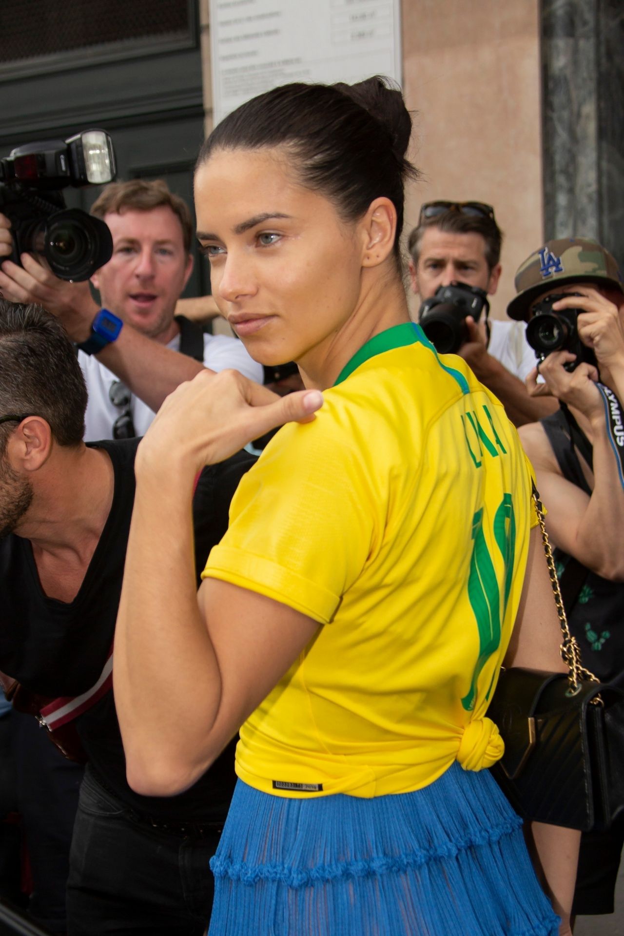 Adriana Lima in a Patriotic Brazil Football Shirt in Honour of the ...