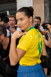 Adriana Lima in a Patriotic Brazil Football Shirt in Honour of the World Cup, Paris  07/02/2018