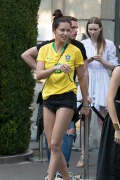 Adriana Lima in a Patriotic Brazil Football Shirt - Paris July 2018