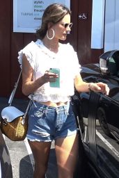 Alessandra Ambrosio in Jeans Shorts at Brentwood Country Mart in Brentwood 07/20/2018