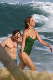 Ana de Armas in a Green Swimsuit at the Beach in Rio